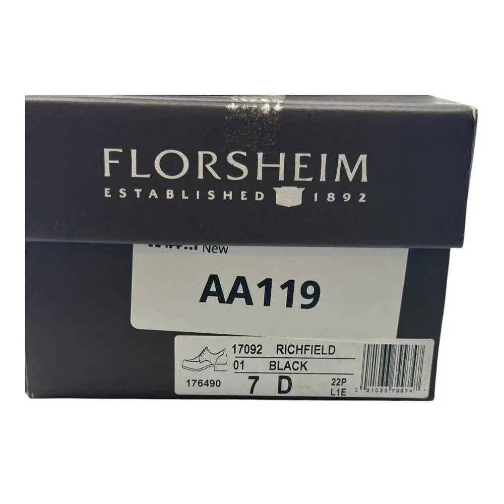 Florsheim Richfield, Men's‎ Size: 7 D, Ultimo Black Genuine Leather Upper NIB